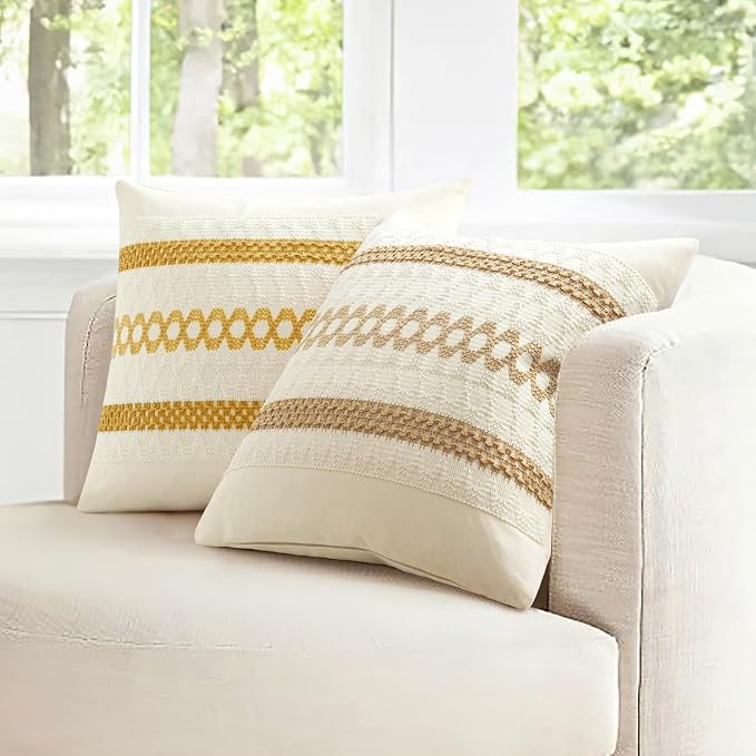 MIULEE Set of 2 Mustard Yellow Decorative Lumbar Pillow Covers 12x20 Inch | Fall - Image 7