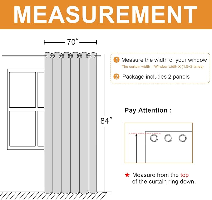 Grommet Blackout Curtains for Bedroom 70 x 84 Inches Brown 2 Panels | Thermal - Image 7