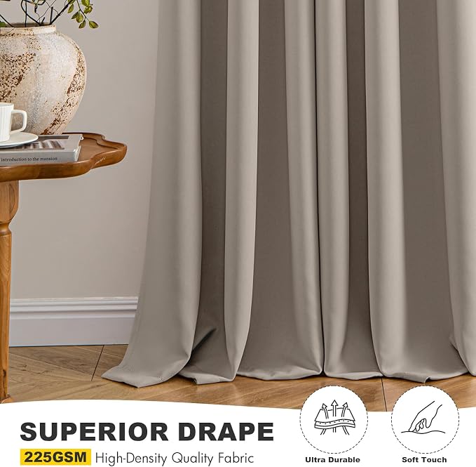 MIULEE Blackout Curtains for Bedroom 2 Panels 40 x 84 Inch Long Stone | Thermal - Image 5