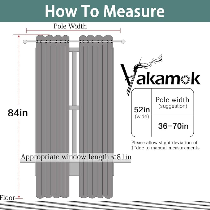Yakamok Room Darkening Curtains 52x84 inch Length Aqua-Living Room | 2 panels - Image 7