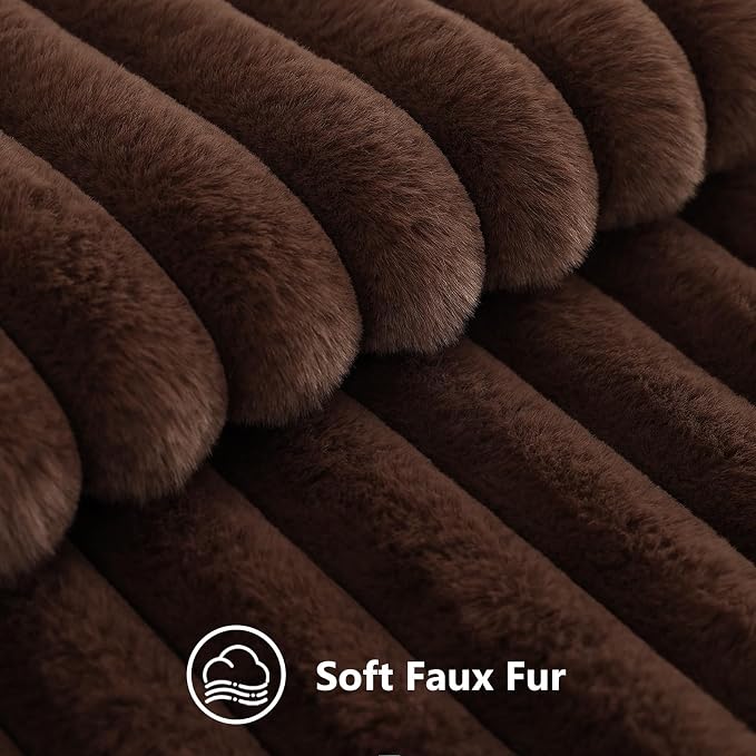 decorUhome Fall Faux Fur Throw Pillow Covers 24x24 Set of 2 Dark Brown | - Image 7