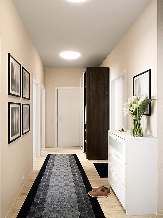 Custom Length Hallway Runner Rug, Slip Resistant, Checkered Black, 26 Inch X 29 - Image 3