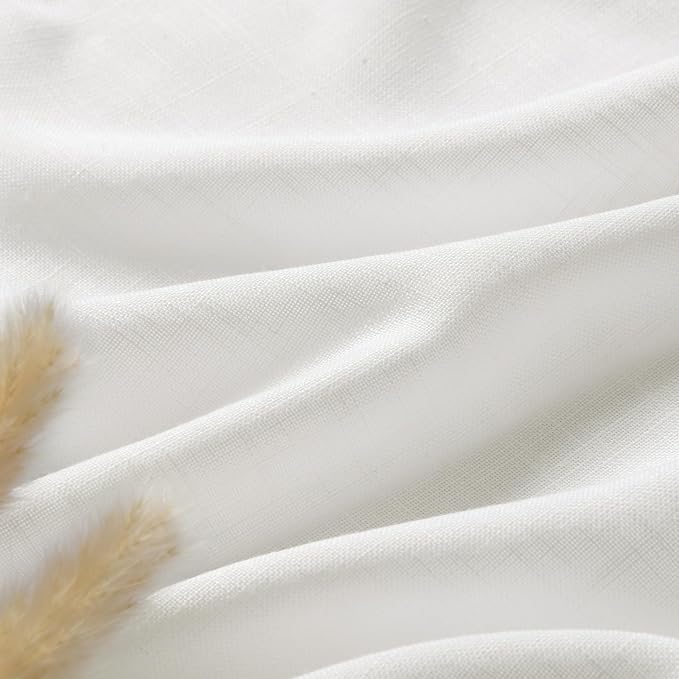 Off White Semi Sheer Linen Curtains 94 inch Length - Image 5