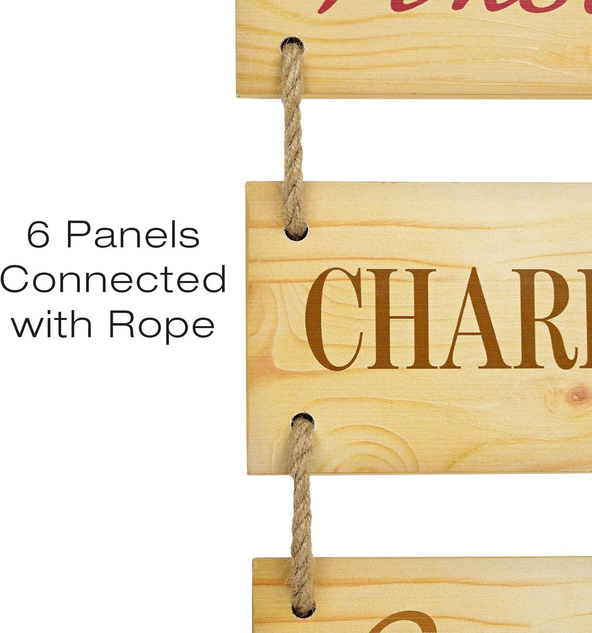 EXCELLO GLOBAL PRODUCTS Large Hanging Wall Sign: Rustic Wooden Decor (Shiraz, Cabernet, Merlot, Pinot Noir, Chardonnay, Pinot Grigio) Hanging Wood Wall Decoration (11.75" x 32")