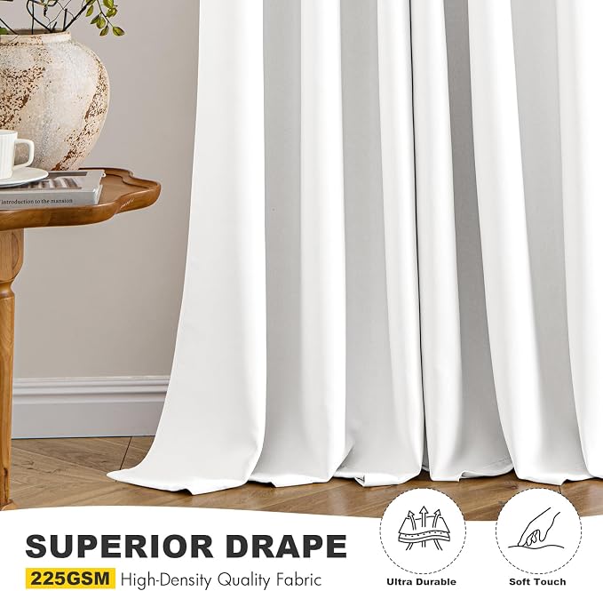 MIULEE Blackout Curtains for Bedroom 2 Panels 55 x 68 Inch Long Pure White | - Image 5