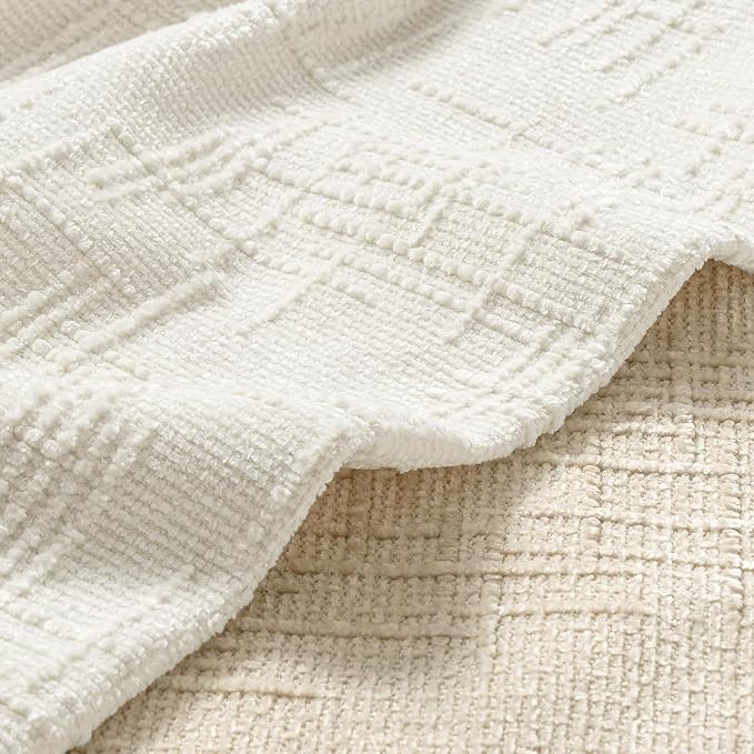 MIULEE Chenille Textured Throw Pillow Covers Cream White 20x20 Set of 2 | - Image 2