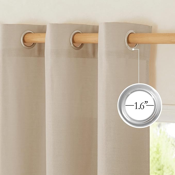 NICETOWN Taupe Linen Kitchen Curtains 36 inch Length, Decorative Thick Flax - Image 5