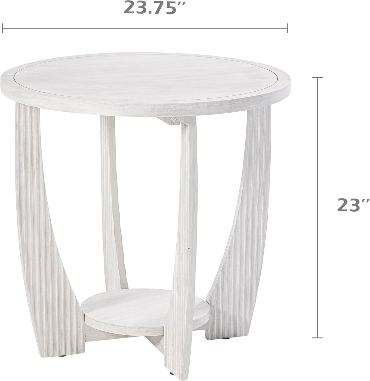 Rustic Farmhouse end Table with Storage Shelf, French Country Accent Side Table for Family, Dinning or Living Room, Small Spaces, Modern, Round, White