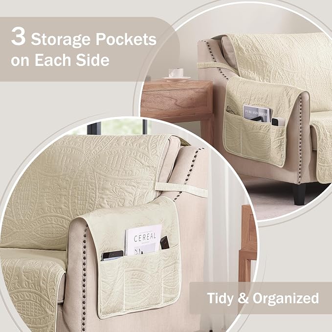 Quilted Camel Sofa Slipcovers - Image 4