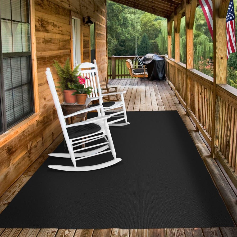 House, Home and More Indoor Outdoor Carpet with Rubber Marine Backing - Black - 6 Feet x 45 Feet - Durable, UV-Resistant - Adds Color and Comfort to Your Deck, Patio or Other Outdoor Rug Space.