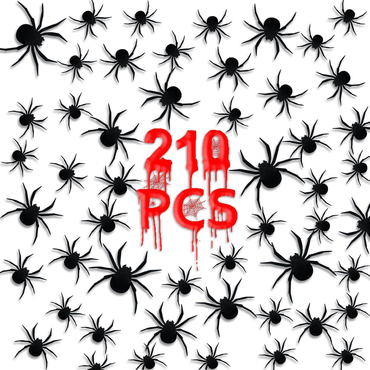 210 Pcs Halloween Spider Decorations Indoor, 4 Sizes 3D Plastic Spider Stickers Halloween Party Supplies Decorations for Home Wall Stickers Decor - Indoor Outdoor Room Window Décor