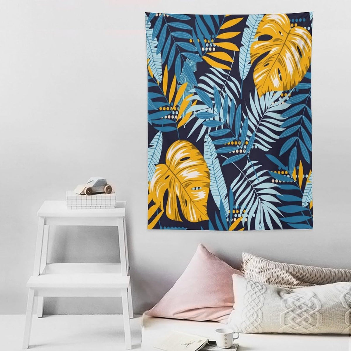 ICMOLYYENLO Palm Leaf Tapestry Wall Hanging, Tropical Leaves Plant Jungle Green Hawaiian Art Home Decor for Guest Bedroom Living Room Dormitory 30" x40
