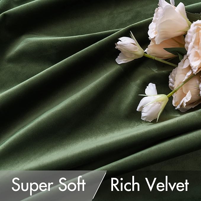 MIULEE Velvet Curtains Extra Wide 66x84 inches Olive Green Curtains | Luxury - Image 4