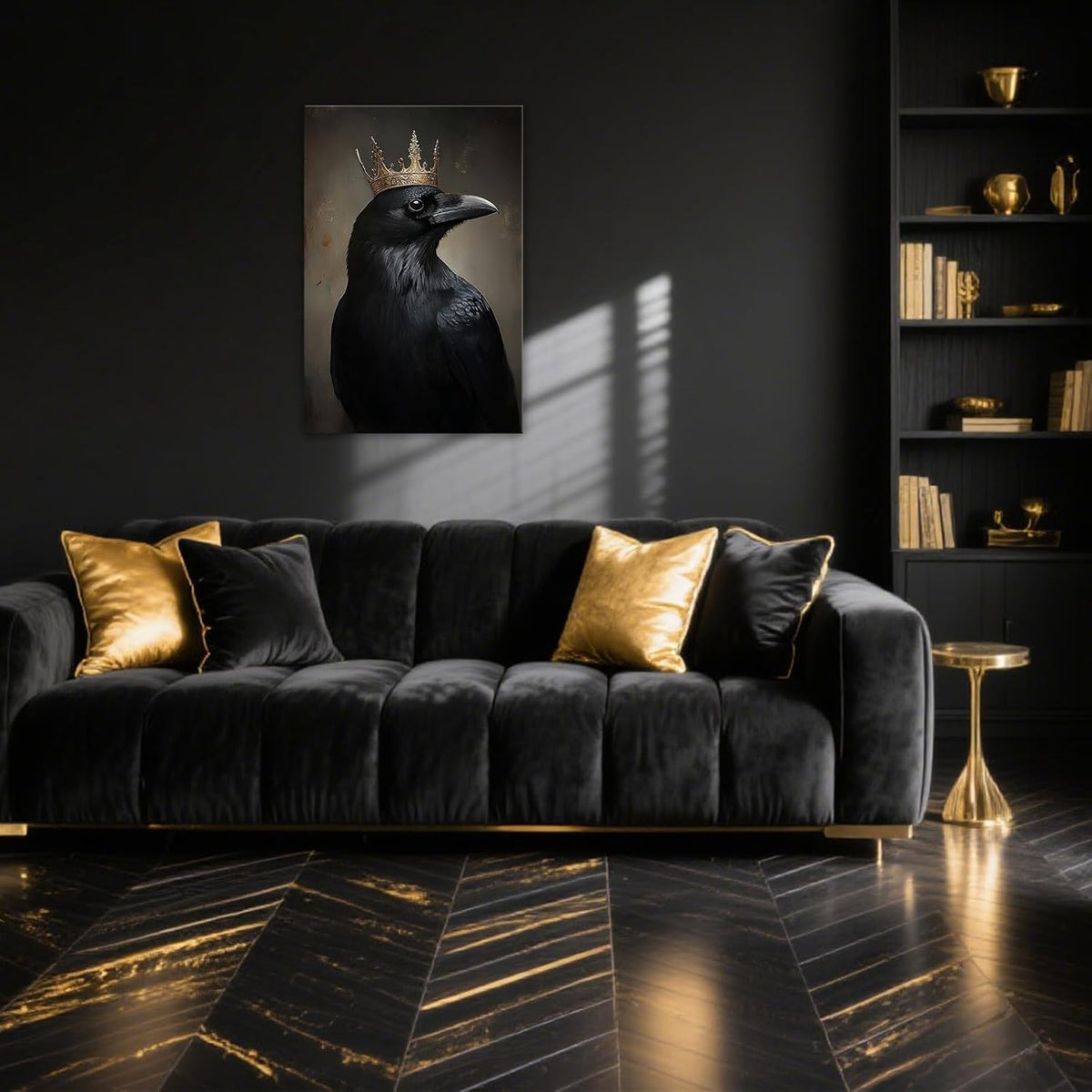 OAAPITI Raven King Wall Art Mysterious Black Bird Painting Dark Gothic Animal Canvas Print for Living Room Bedroom Home Office Inspirational Decor(Artwork-8,12"x18")