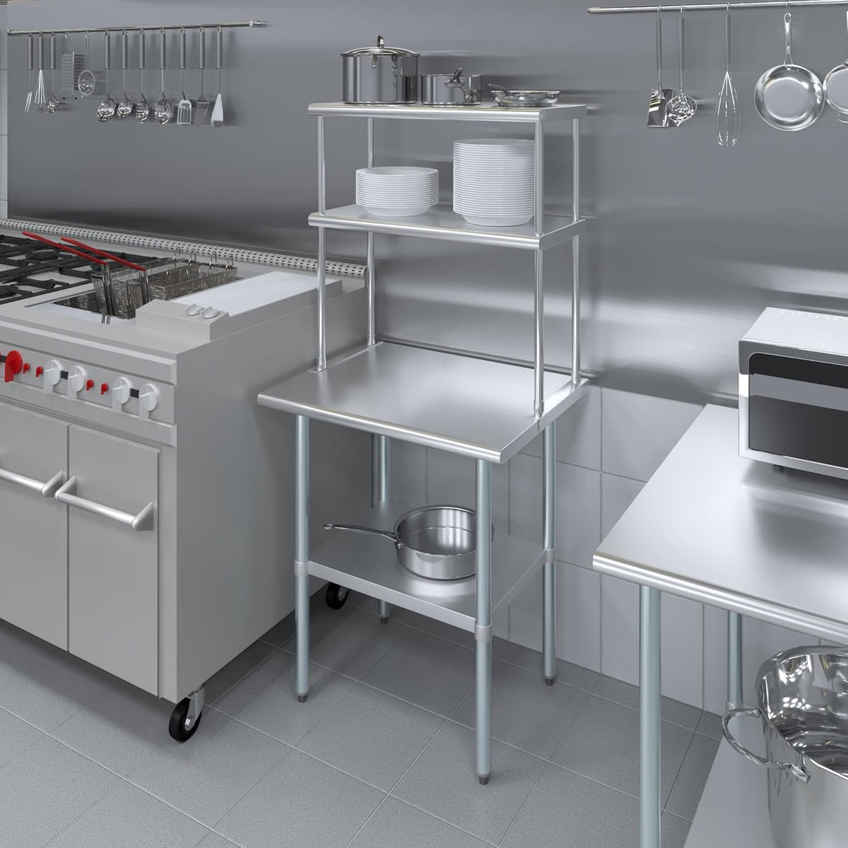 AmGood Double OverShelf Stainless Steel NSF - Many (30" Long x 14" Deep)