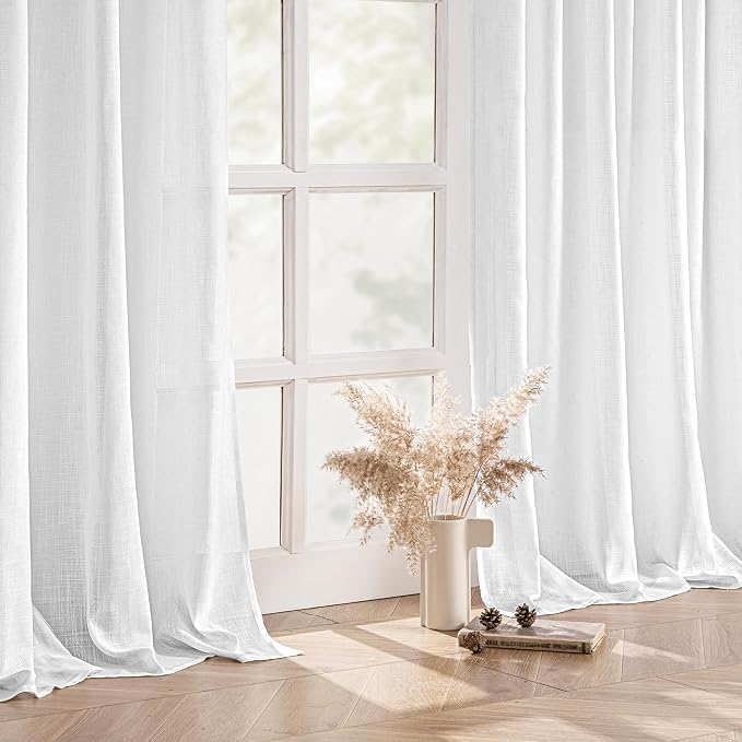 MIULEE White Linen Curtains 104 Inch Long 2 Panels - Image 5