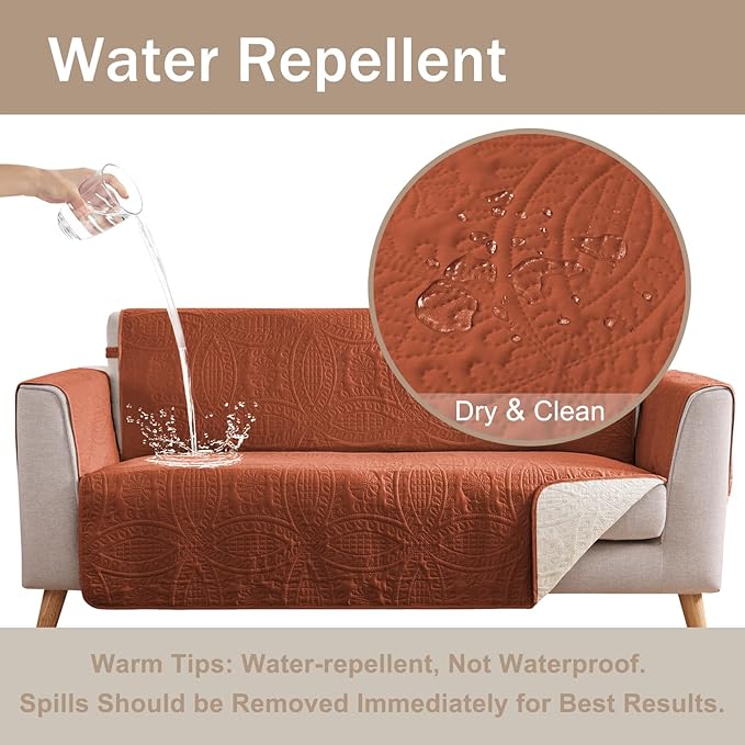 Orange Loveseat Covers for 2 Cushion Couch, Water-Repellent Sofa Slipcover for - Image 3