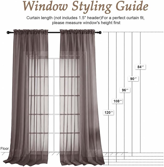 Chocolate Bedroom Curtains 2 Panel Sets 96 Inch Length, 59 Inch Extra Wide - Image 2