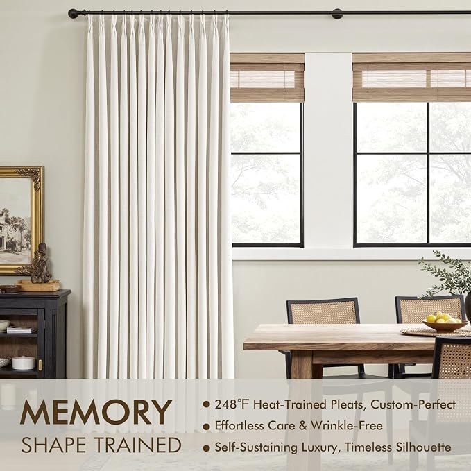 MIULEE Beige White Pinch Pleated 100% Blackout Linen Curtains 40x102 Inches | - Image 3