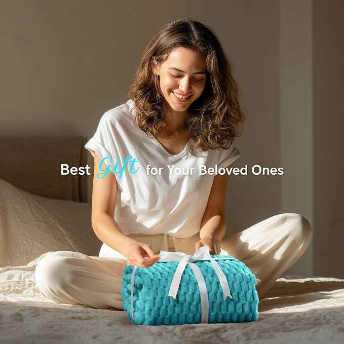 BEDELITE Teal Throw Blanket for Couch, Soft Cozy Gifts for Women, 50 * 60 | 3D - Image 2