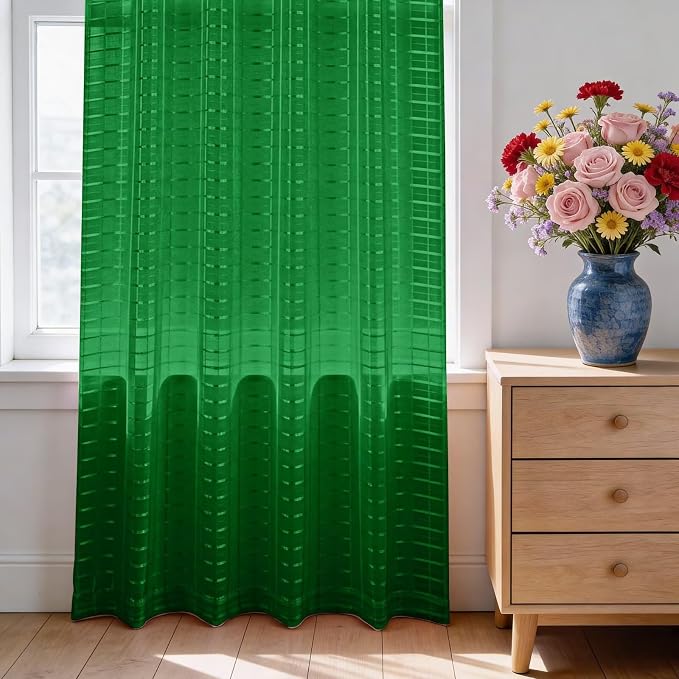 SpaceDresser Check Sheer Curtains 84 Inches Long - Image 3