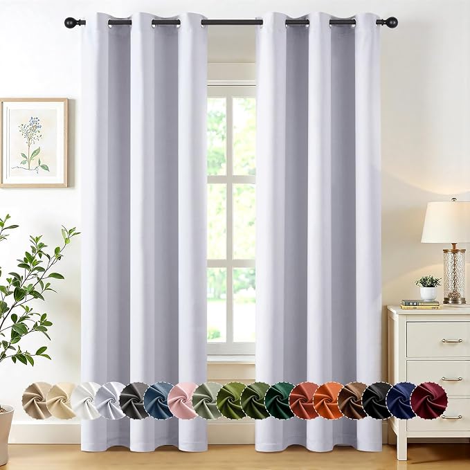 MIULEE Blackout Curtains for Bedroom 2 Panels 40x84 Inch Long Greyish White | by MIULEE