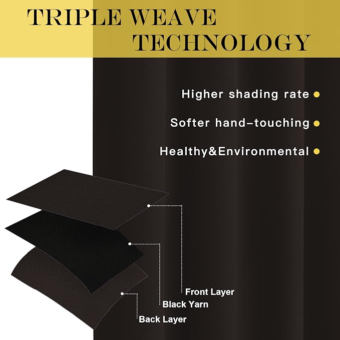 NICETOWN Toffee Brown Blackout Curtains - Image 3
