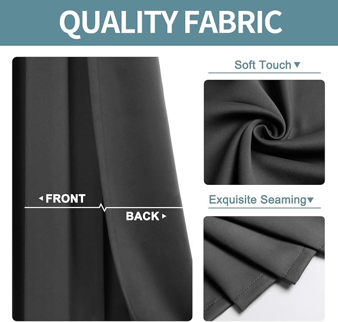 ChrisDowa Blackout Curtains for Bedroom and Living Room 63 Inches Long | 2 - Image 3