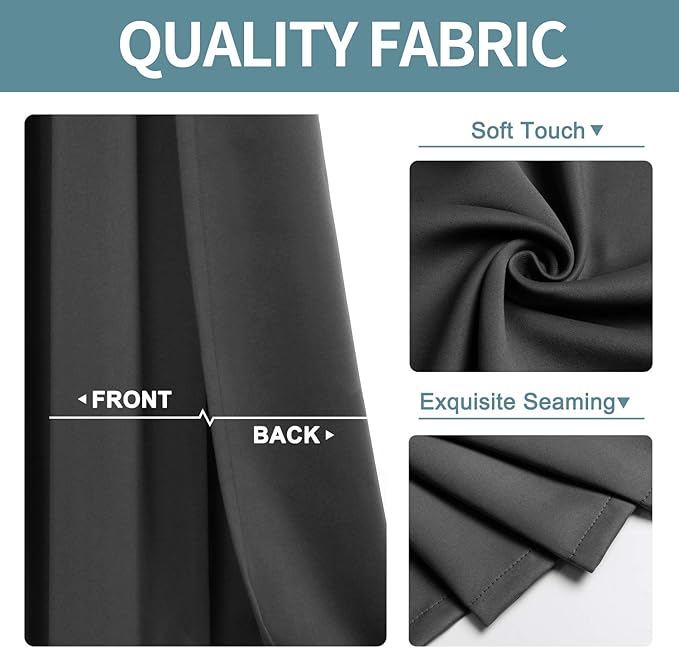 ChrisDowa Blackout Curtains for Bedroom and Living Room 84 Inches Long | 2 - Image 3