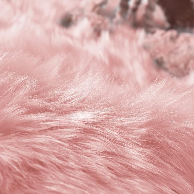 Goolela Pink Faux Sheepskin Fur Rug 4x6 Fluffy Fuzzy Furry Area Rug - Image 7
