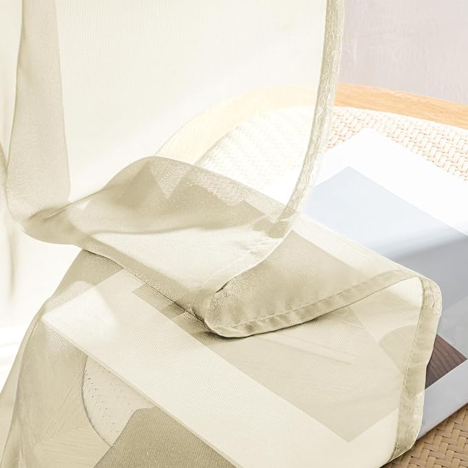 MIULEE Light Cream Sheer Curtains 108 Inches Long 4 Panels 42 x 108 Inches | - Image 7