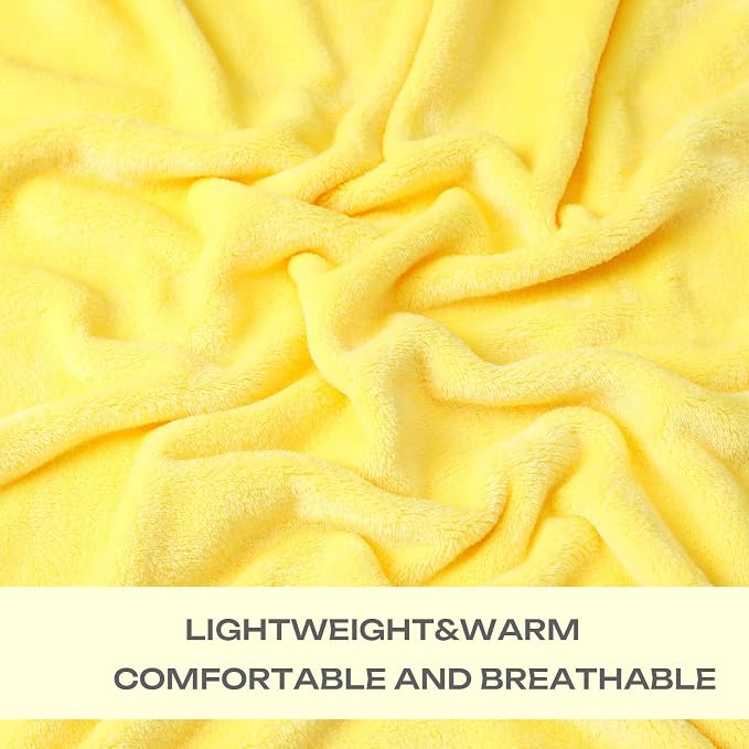 Yellow Fleece Plush Throw Blanket 108"x90"for Couch Sofa Fuzzy Cozy Flannel | - Image 4