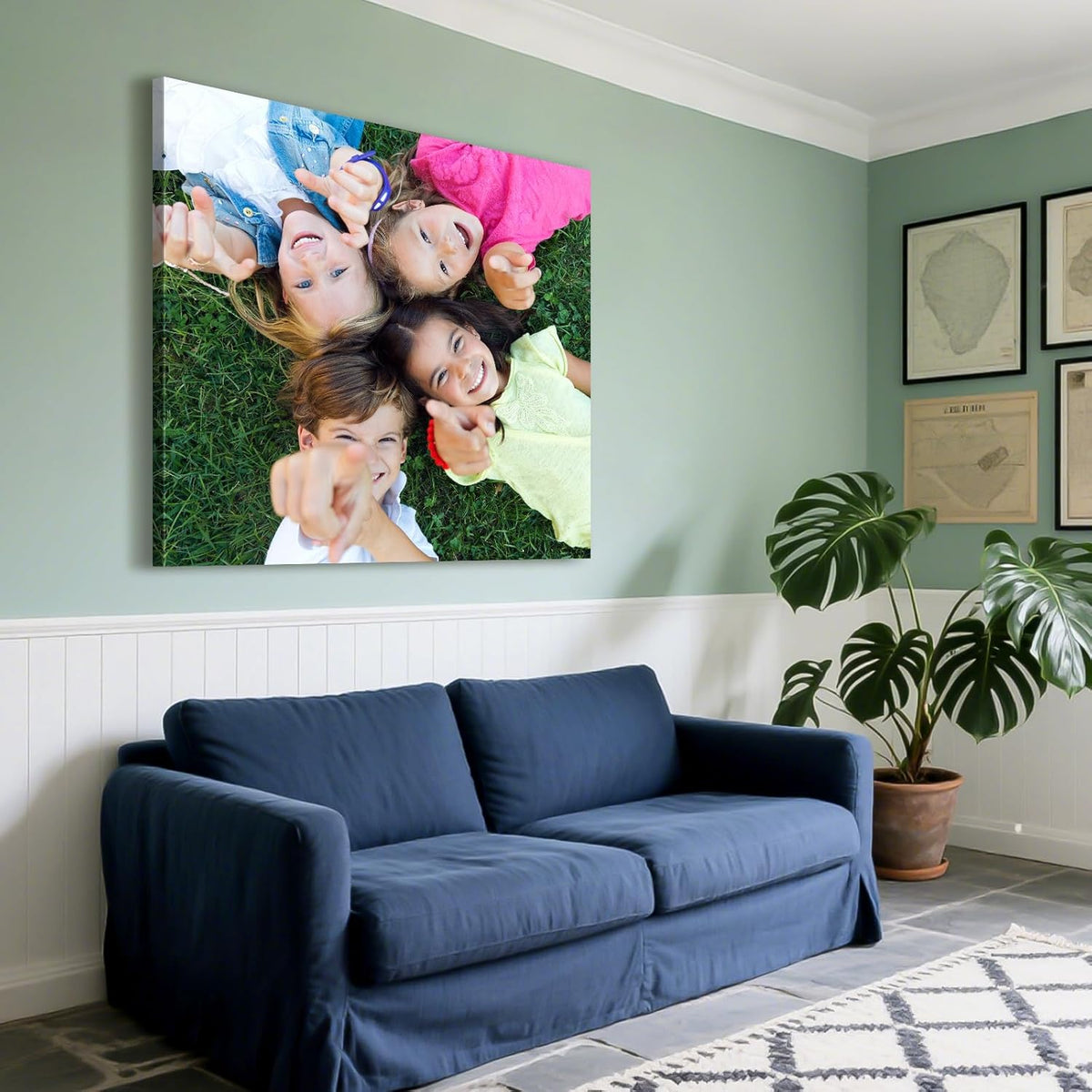 Custom Canvas Prints with Your Photos - Personalized Pictures Print, Customized Photo Gifts, Wall Art Poster Canvas Printing for Wedding, Family, Baby, Pets, Home Office Decor, Wrapped Frame 16x16