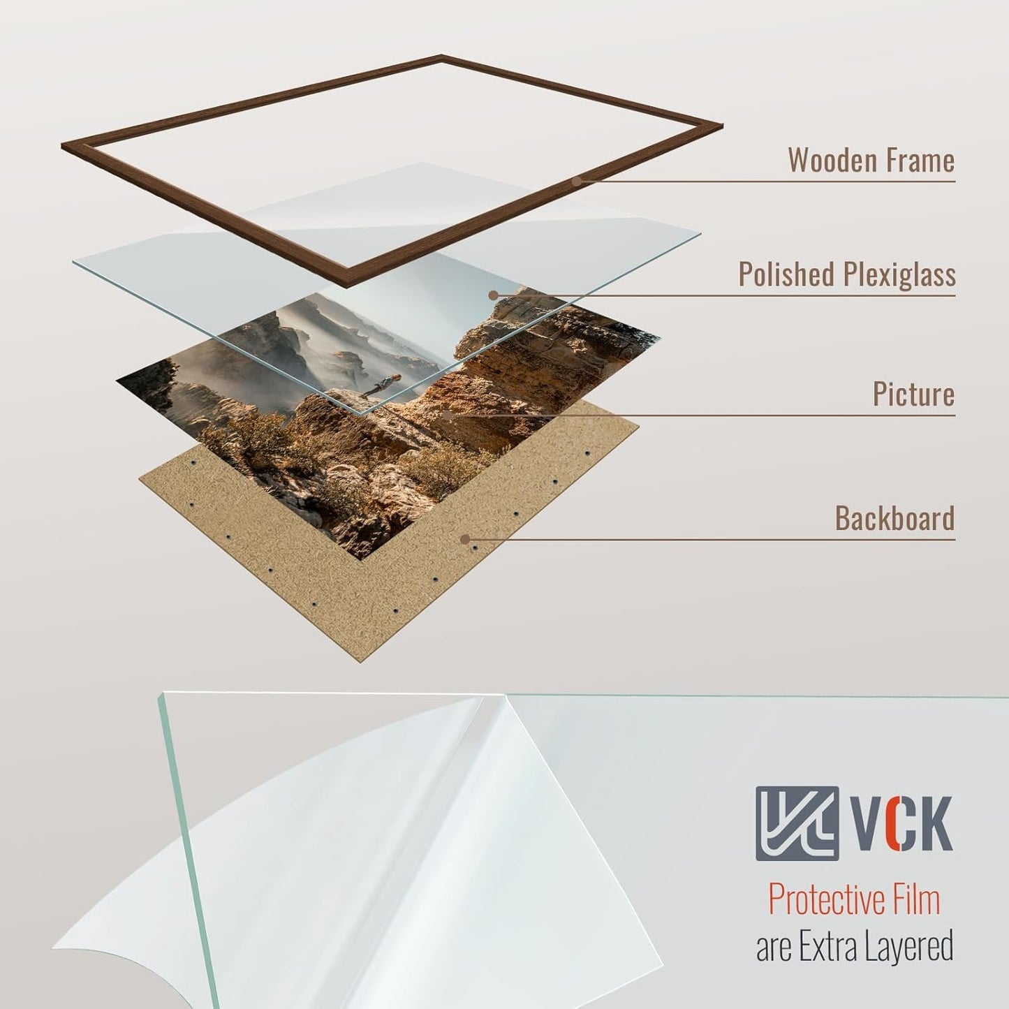 VCK 20x30 Brown Poster Frame 3 Pack, Wood Picture Frame with Exclusive Wood Grain, Wall Mounting Hanging