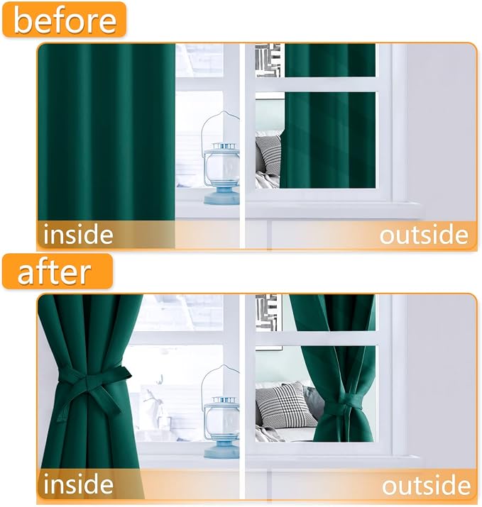 Blackout Curtains for Bedroom, 60 x 84 Inches Long, Hunter Green | Thermal - Image 4