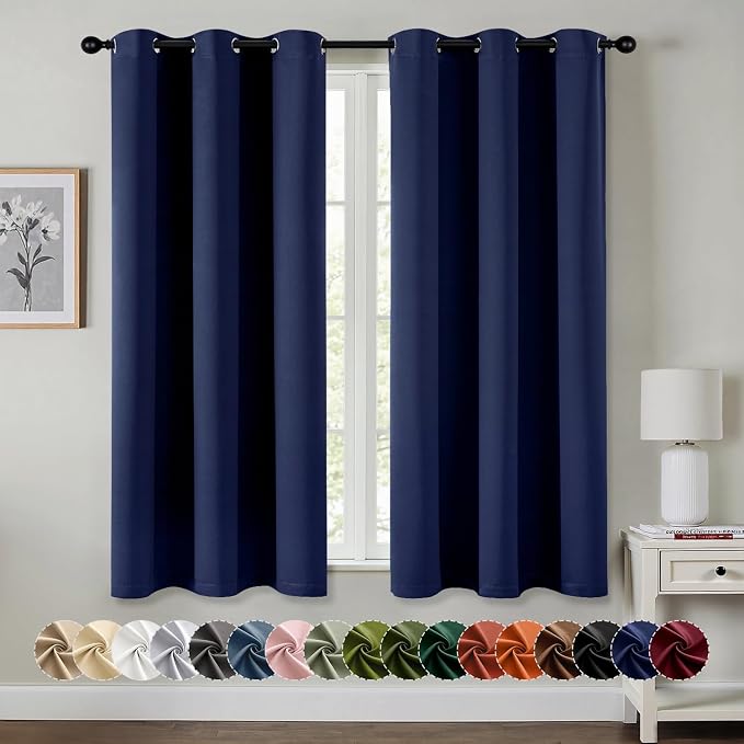 MIULEE Blackout Curtains for Bedroom 2 Panels 40 x 50 Inch Long Navy Blue | by MIULEE