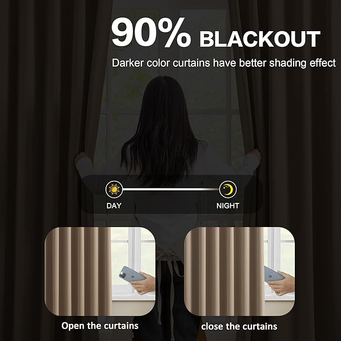 Cappuccino Blackout Curtains 156 Inches Long 13 feet Tall, Extra Long Pinch - Image 3