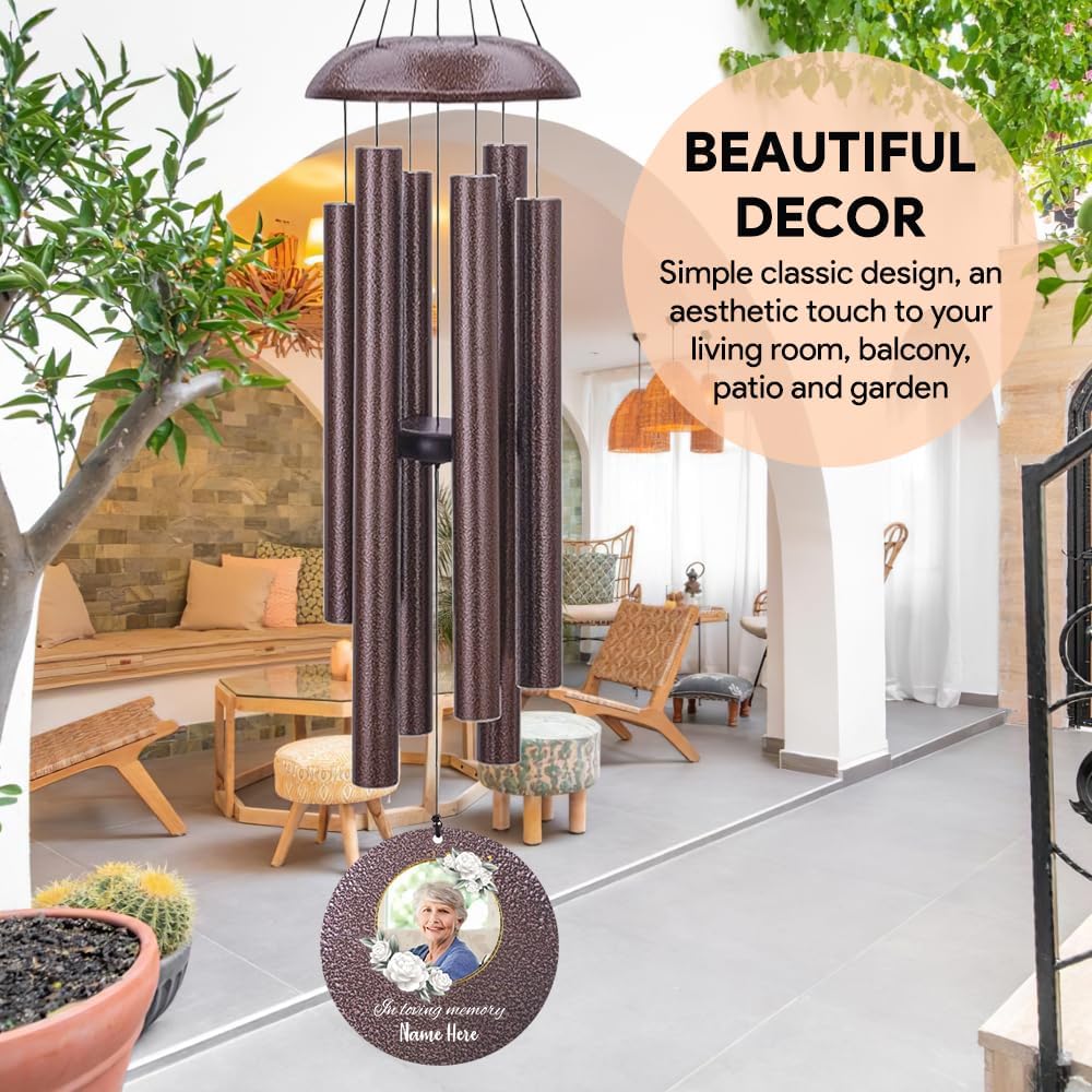 Personalized Sympathy Wind Chime, Memorial Wind Chimes in Memory of a Loved One Gift, Memorial Gifts Wind Chimes for Outside Patio Home or Garden Decor