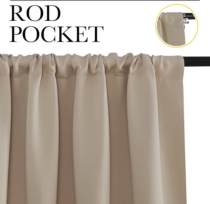 NICETOWN Blackout Curtains for Living Curtains, 52 by 63 Inch, Window Treatment - Image 2