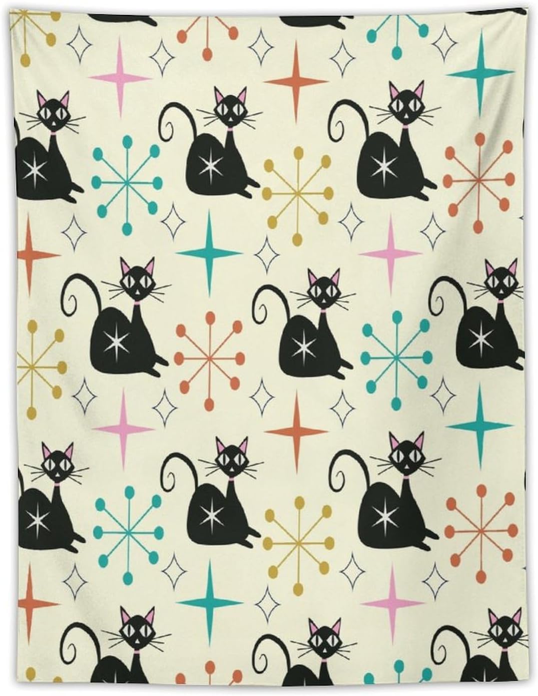 ICMOLYYENLO Abstract Cat Tapestry, Medieval Abstract Atomic Star Cat Vintage Home Wall Hanging Art Tapestry for Bedroom Living Room Dormitory 30x40 Inch