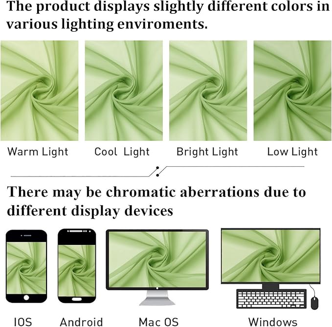 Lime Sheer Curtains 84 Inches Long 2 Panels, Solid Voile Light Filtering Long - Image 4