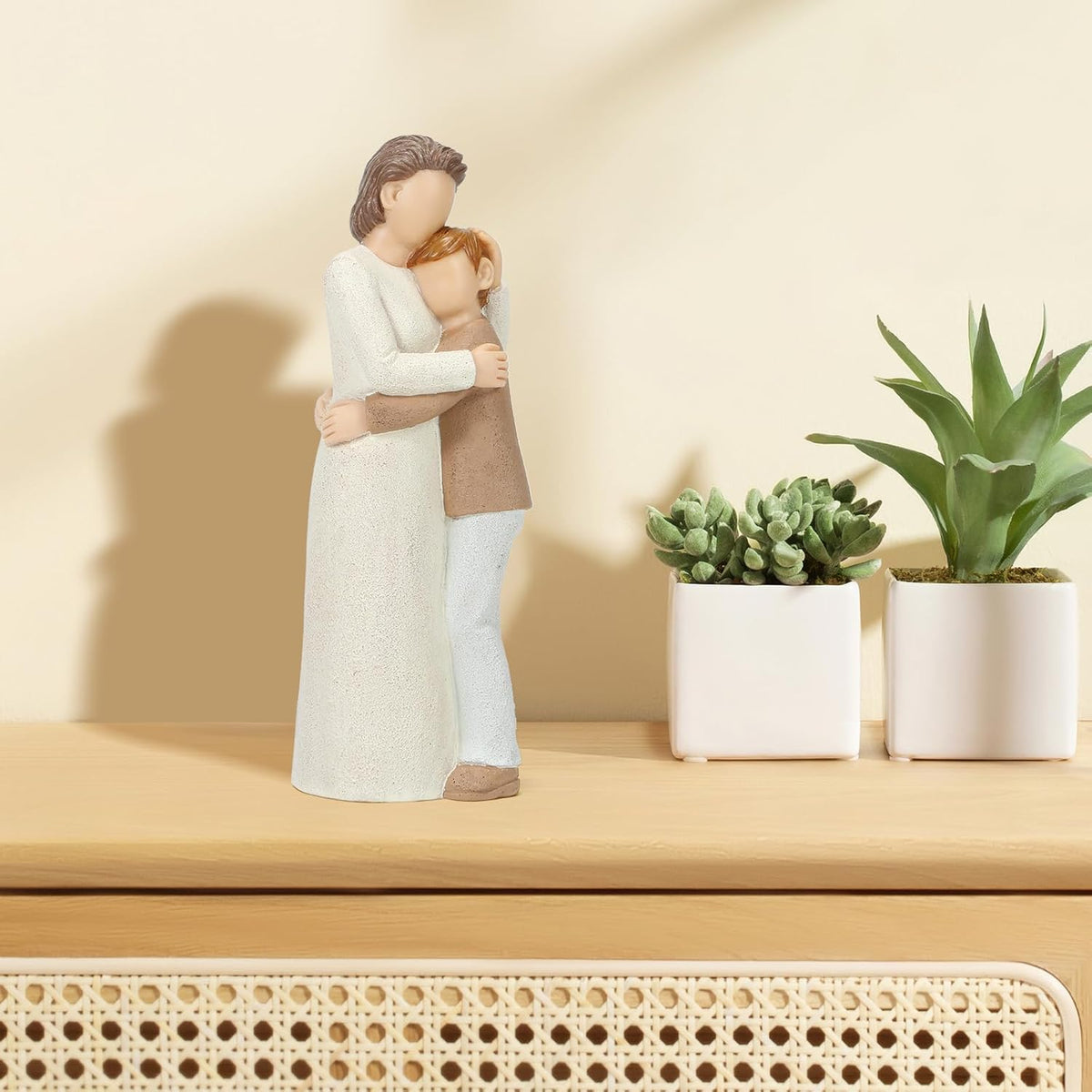 Grandma and Grandson Figurines, Elderly Grandmother and Teen Grandson Statues, Love My Grandma Gift for Mother’s Day Anniversary Birthday Christmas