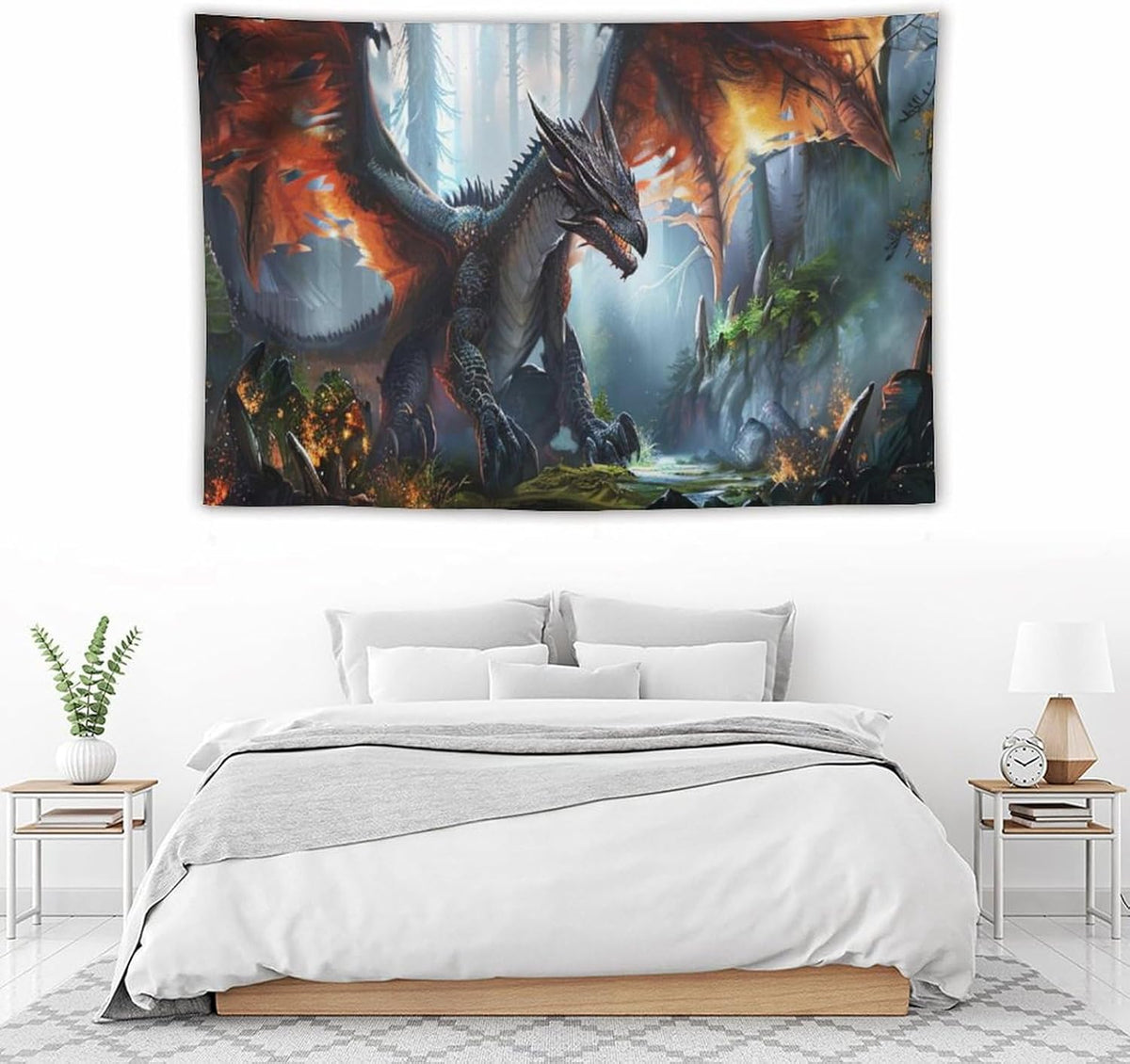 Dinosaur Tapestry Dragon Tapestries Fabric Wall Hanging Aesthetic Space Indoor Outdoor Wall Art Tablecloth Bedspread Decoration for Boy’s Bedroom Dormitory Living Room Home Decor 60"x90"