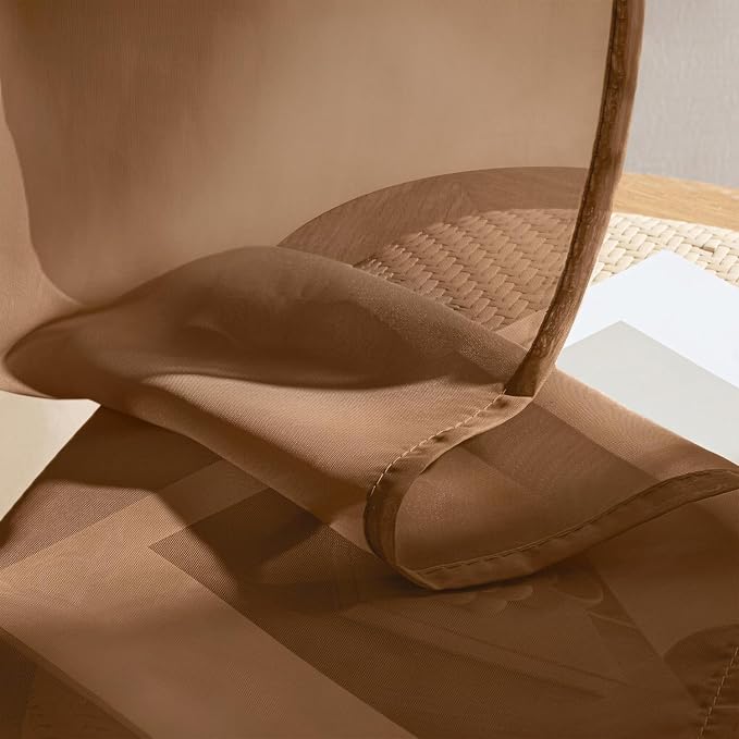 MIULEE Dark Brown Sheer Curtains 72 Inches Long 4 Panels 42 x 72 Inches | Light - Image 7
