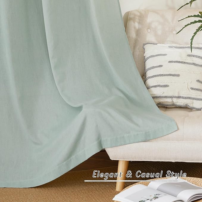 NICETOWN Linen Flax Semi Sheer Curtains 94" Length, Grommet Window Treatments - Image 2
