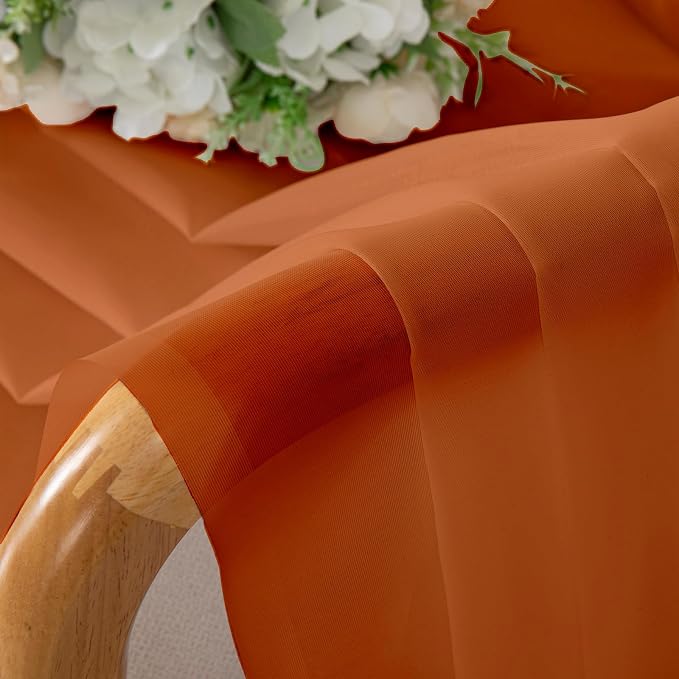 Orange Sheer Curtains 63 Inch Length 2 Panels Set, Window Curtains - Image 9