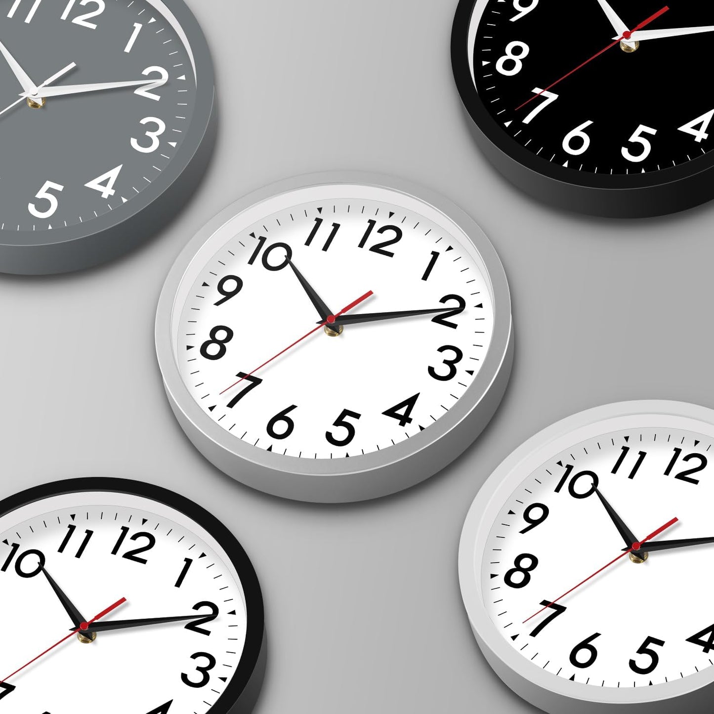 14 Inch Wall Clock Large Battery Operated Big Silent Non Ticking Analog Decorative for Living Room Office Kitchen Outdoor Classroom Bedroom Bathroom School Home(Silver)