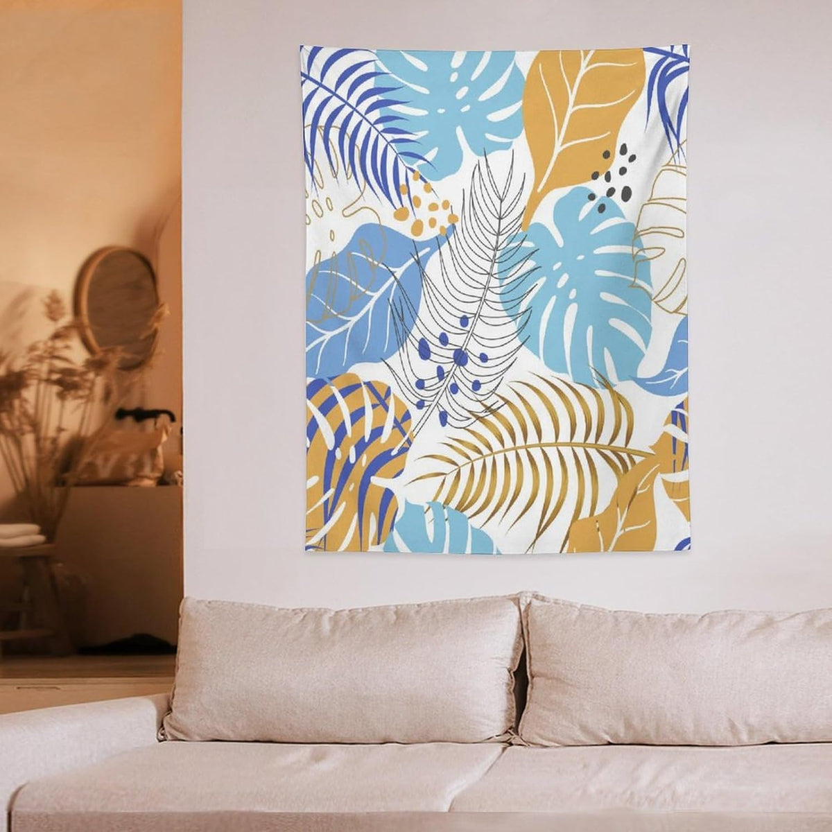 ICMOLYYENLO Tropical Palm Leaves Wall Tapestry, Wall Art for Room Decoration Beautiful Wall Hanging for Bedroom Living Room Dormitory Apartment 40x60 Inch