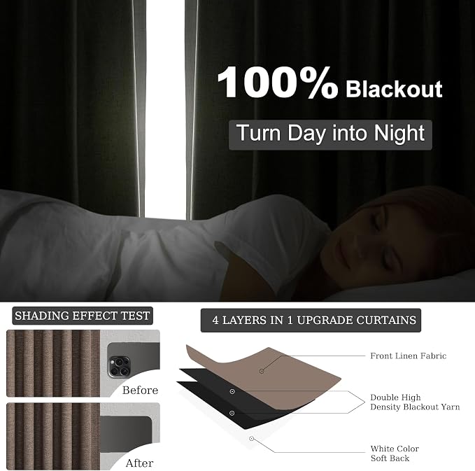 Topfinel 92 Inch Linen Blackout Curtains - Image 3