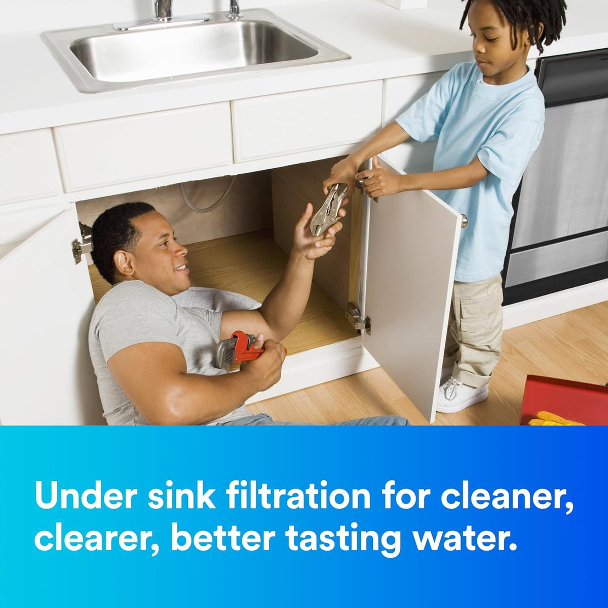 Aqua-Pure DW301 Under Sink Water Filter System, Removes Lead, VOC's, Microplastics, Cysts, Bad Taste and Odor, Asbestos, MTBE and TTHM Reduction